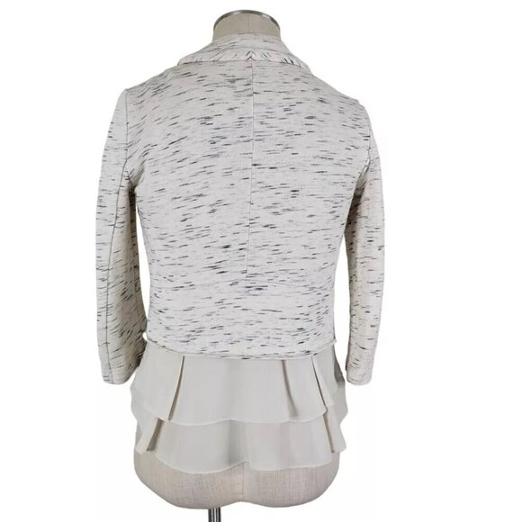 Anthropologie Cartonnier Blazer Size XS Knit Chiffon Ruffle Pockets Speckled - Picture 4 of 13
